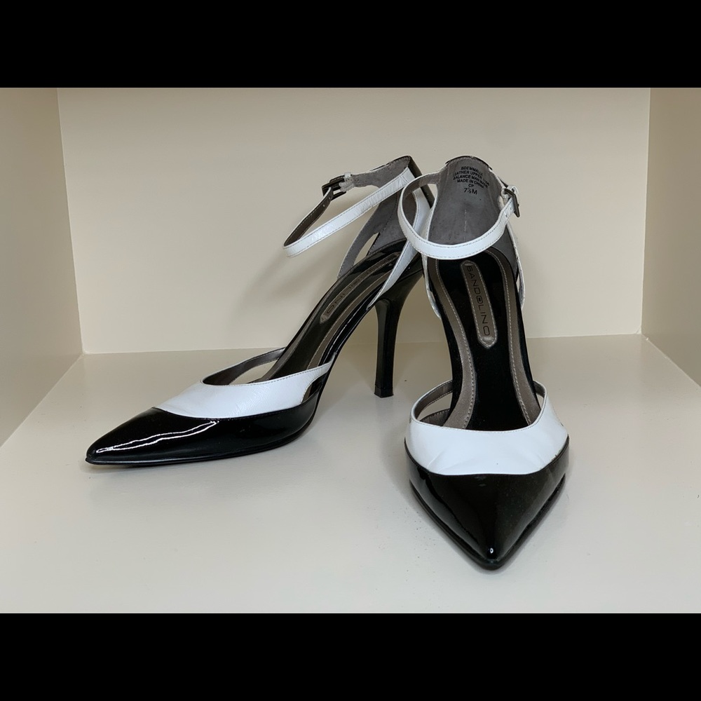 BANDOLINO Black and white leather stiletto